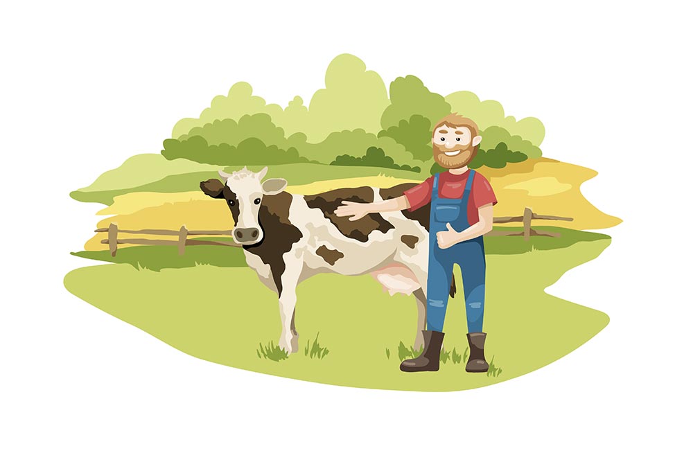 Landwirt mit Kuh